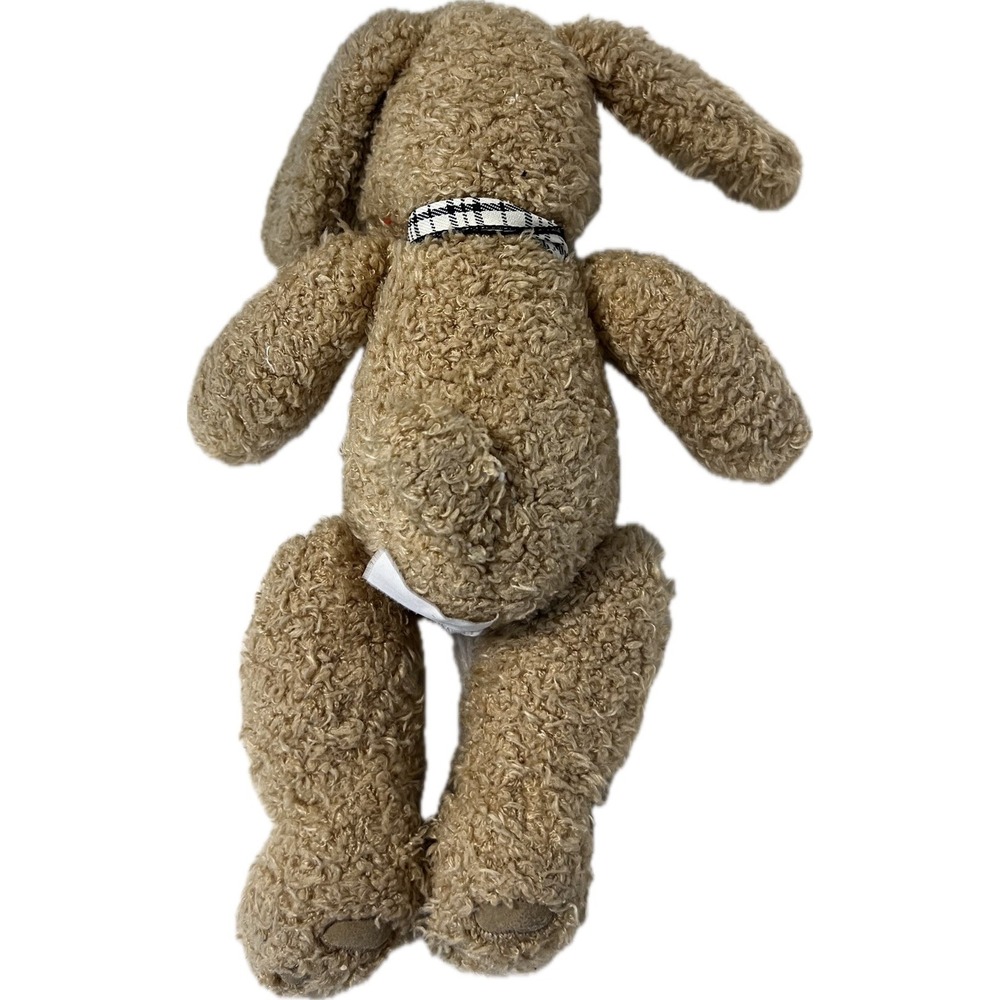 Chosun Tan Dog Plush Black White Plaid Bow Scruffy Shaggy 12" Stuffed Animal Toy - Picture 12 of 12